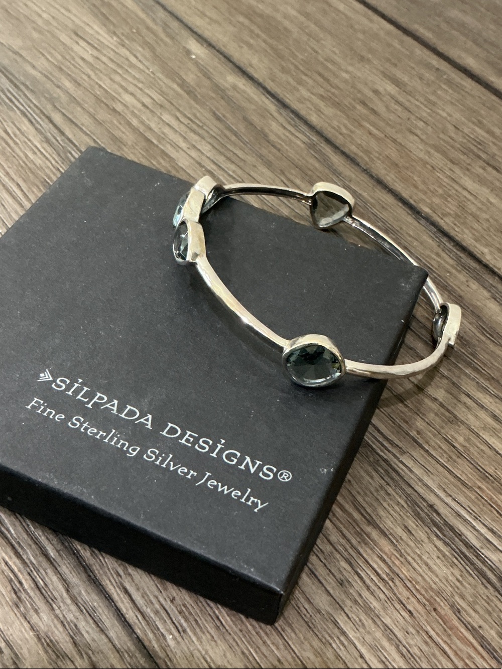 Silpada Sterling Silver Bangle with 6 faceted stones